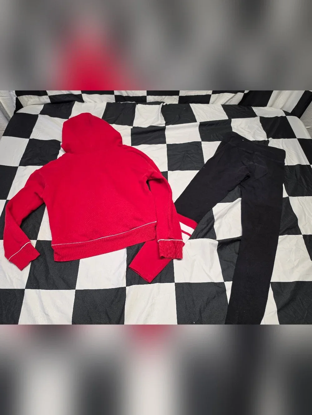 Justice Red Hoodie and Black 'DANCE' Leggings Set